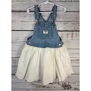 OshKosh Baby girl overall dress size 4T denim and white eyelet skirt